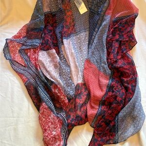 Catherines Women's OS Open Front Kimono Sheer Langenlook boho hippie artsy NWT